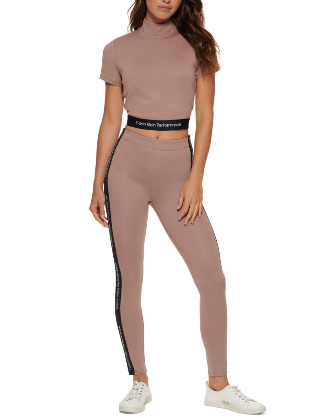 Calvin Klein Womens Performance Minimal Logo Tape High Waisted Leggings
